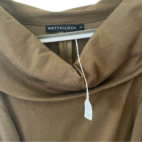 NWT! MATTHILDUR | Handmade Artsy Brown Boat-Neck Sleeved Dress (6) - Picture 5 of 5
